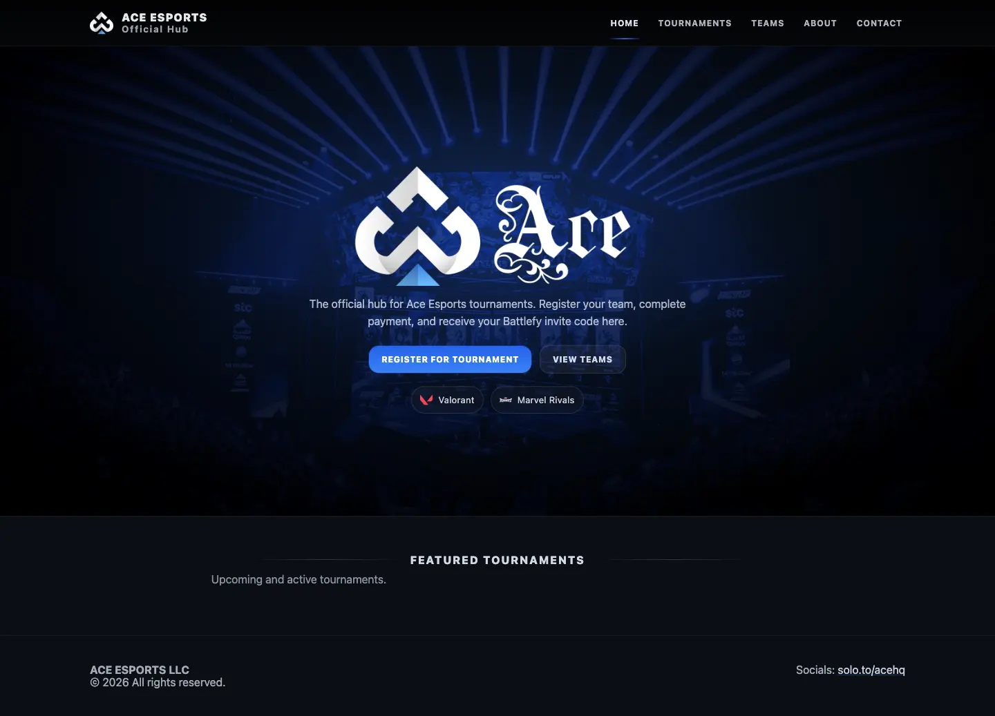 Snimak sajta: Ace Esports