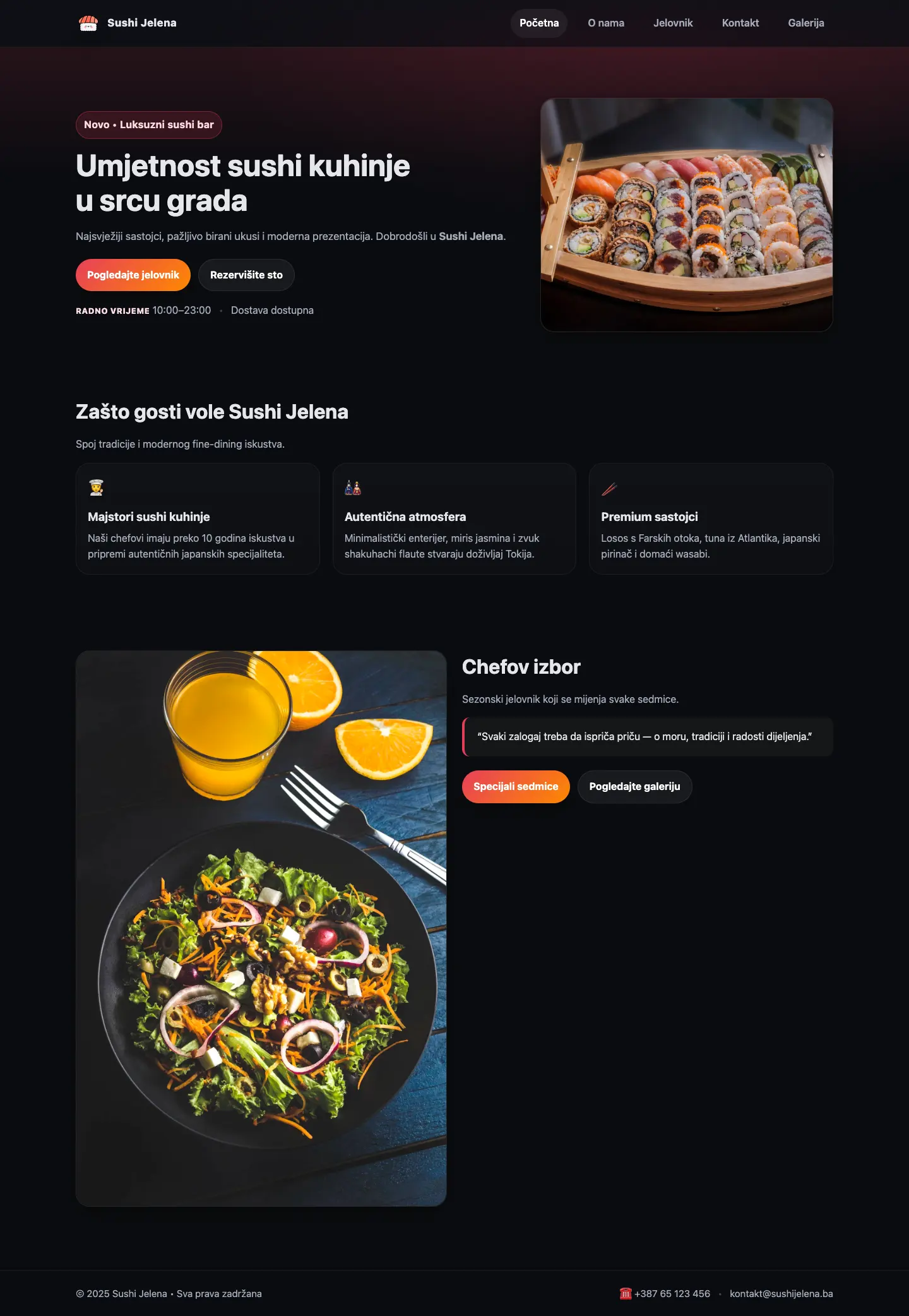 Snimak sajta: Sushi Jelena